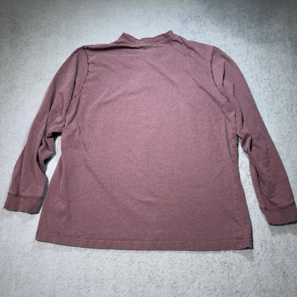 Maroon Henley Shirt Mens 2XL Big Man 3 Button Knit LS Worn In - Basic Editions - Picture 2 of 11